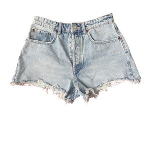 Zara Light Blue Button Fly Distressed Jean Shorts SZ 8